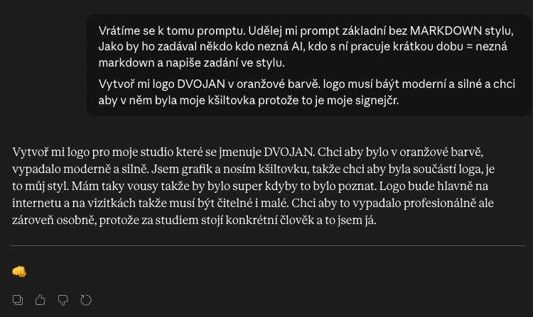 Zadáni promytu pro AI na vytvoření loga dvojan